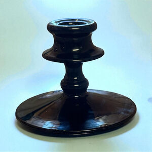 Antique Fostoria Amethyst Black Glass Candlestick Holder